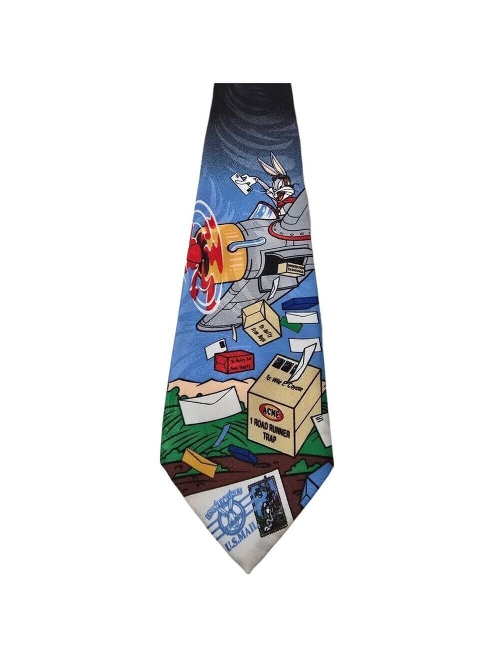 Looney Tunes Warner Bros Stamps Collection Vintage 90's Bugs Bunny USPS Tie